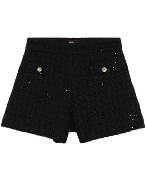 Maje Sequin-Embellished Tweed Shorts - Black