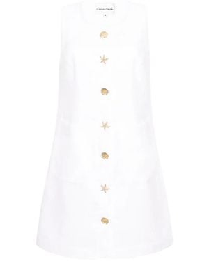 Cara Cara Rhapsody Shell-Button Mini Dress - White
