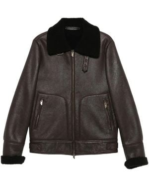 Salvatore Santoro Shearling-Collar Leather Jacket - Black