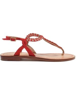 Maliparmi Floral Spin Capri Bead-Embellished Sandals - Brown