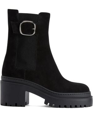 Giuseppe Zanotti Platform Suede Chelsea Boots - Black