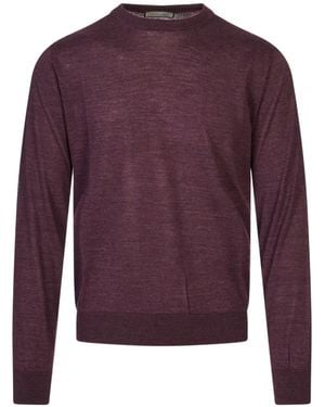 Canali Crew-Neck Long-Sleeve Sweater - Purple