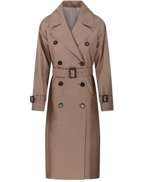 Max Mara Candida Jas Met Ceintuur En Dubbele Rij Knopen - Naturel