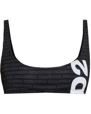 DSquared² Logo-Print Bikini Top - White