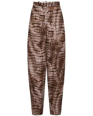 Elisabetta Franchi Animal Print Trousers - Brown