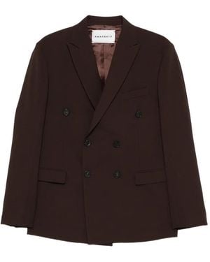 Amaranto Double-Breasted Peak-Lapel Blazer - Brown