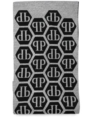 Philipp Plein Écharpe À Logo Imprimé - Black