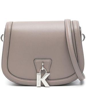 Karl Lagerfeld Letter-Pendant Cross Body Bag - Grey