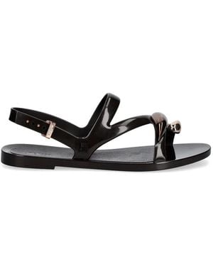 Melissa Buckle-Fastening Metallic-Detail Sandals - White