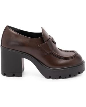 Prada Logo-Plaque Chunky Loafers - Brown