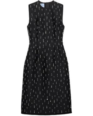 Prada Embroidered Scuba Dress - Black