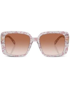 COACH Floral-Print Square-Frame Sunglasses - Pink