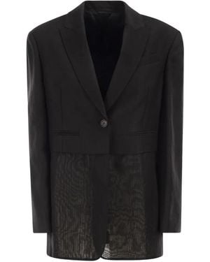 Brunello Cucinelli Blazer Con Botones Y Detalles Transparentes - Negro