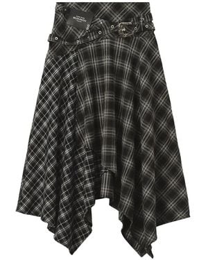 Musium Div. Check-Pattern Asymmetric Skirt - Grey