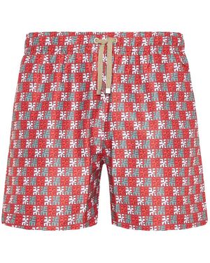 Benibeca Geometric-Print Drawstring Swim Shorts - Red