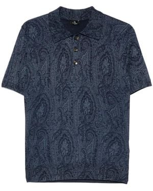 Etro Polo Con Estampado De Cachemira - Azul
