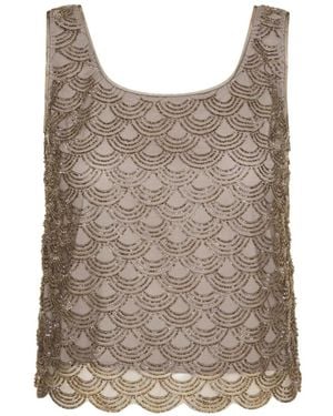 ROTATE BIRGER CHRISTENSEN Sequin-Embellished Top - Brown