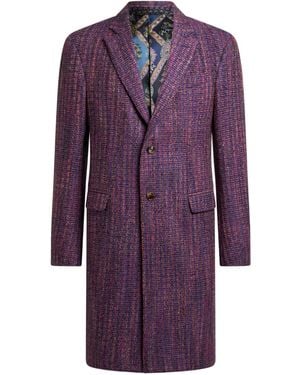 Etro Tweed Single-Breasted Coat - Purple
