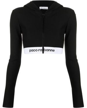 Rabanne Cropped Hoodie - Black