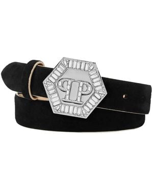 Philipp Plein Hexagon Gürtel Aus Saffiano-Leder - Schwarz