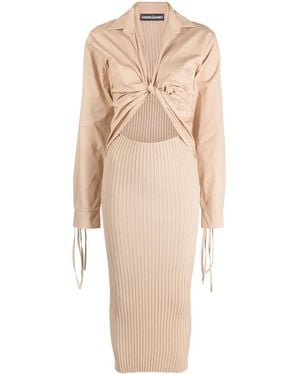 ANDREADAMO Gradient-Effect Ribbed-Knit Midi Dress - Natural