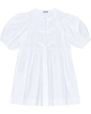 Ganni Organic Cotton Mini Dress - White