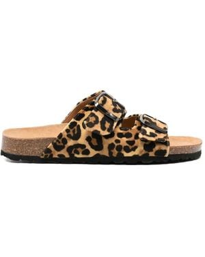 MC2 Saint Barth Leopard-Print Sandals - Brown