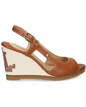 Ralph Lauren Sandali Con Logo Goffrato 80Mm - Marrone