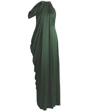 Erdem Seersucker Draped Gown - Green