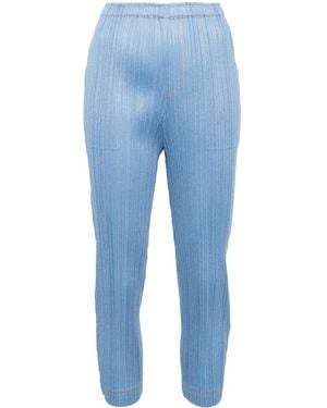 Pleats Please Issey Miyake Denim-Like Trousers - Blue