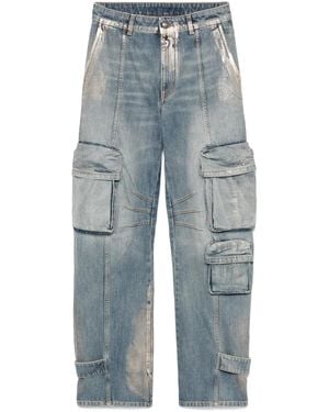 Palm Angels Coated Cargo Jeans - Blue
