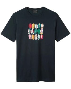 Paul Smith 'Cycling Caps' Print T-Shirt - Blue