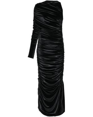 Mugler One-Shoulder Draped Midi Dress - Black