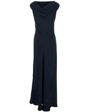 Antonelli Draped-Neck Maxi Dress - Blue