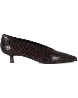 Aeyde Clara Snake-Effect Pointed-Toe Leather Pumps - Black