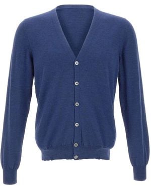 Gran Sasso V-Neck Button-Up Cardigan - Blue