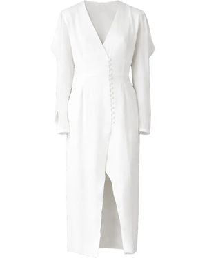 Rejina Pyo Remi Midikleid mit V-Ausschnitt - Weiß
