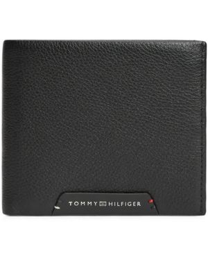 Tommy Hilfiger Portefeuille Pliant Corporate À Plaque Logo - Black
