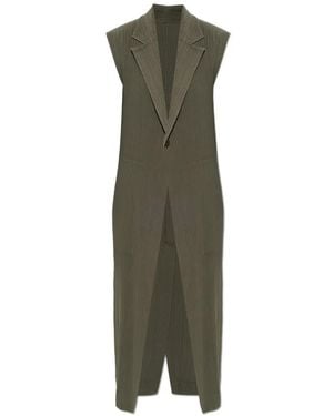 Issey Miyake Pleated Notch-Lapel Jacket - Green