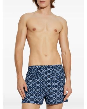 Hanro Geometric-Print Cotton Boxers - Blue