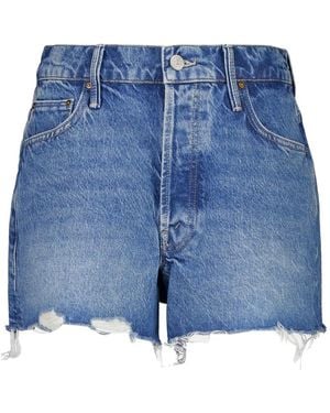 Mother Shorts Denim Con Frange - Blu