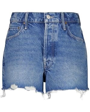 Mother Frayed Denim Shorts - Blue