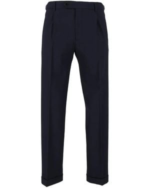 Berwich Retro Long Pleated Trousers - Blue