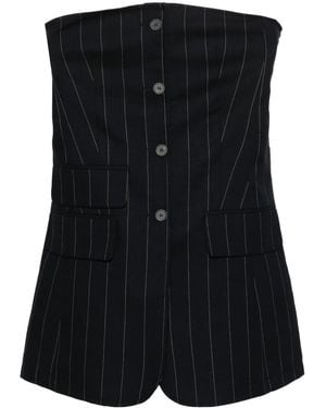 Frankie Shop Pinstripe Strapless Top - Black
