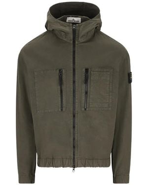 Stone Island Hooded Zip-Up Jacket - Green