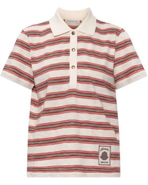 Moncler Striped Logo-Patch Polo Shirt - Pink