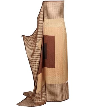 Balmain Robe Aus Bedrucktem Seiden-jacquard Mit Cape-effekt - Mehrfarbig