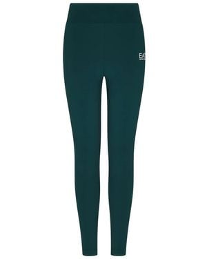 EA7 High-Waisted Logo-Print Leggings - Green