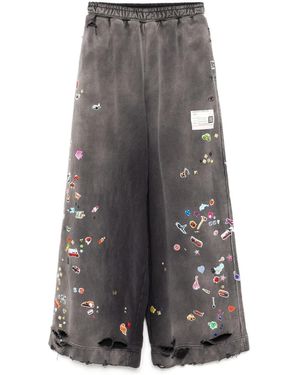 Maison Mihara Yasuhiro Stickers-Print Track Trousers - Grey