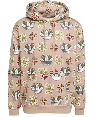 adidas Logo-Pattern Hoodie - Grey